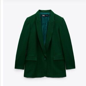 Zara Emerald Textured Blazer